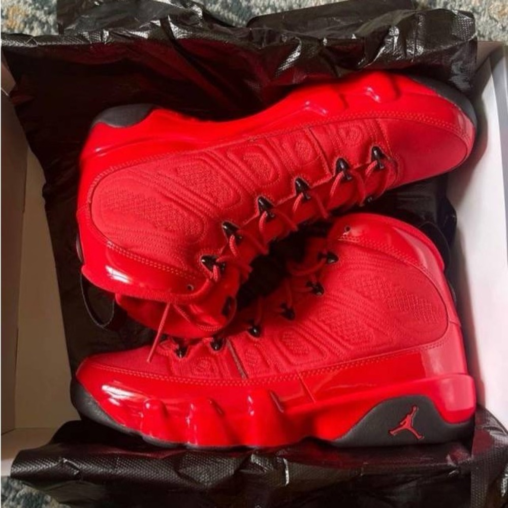 Jordan Red and Black Athletic Shoes High-Top Design